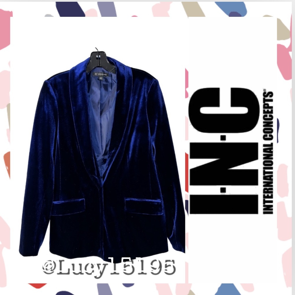 I•N•C International Concepts Royal Blue Velvet Dinner Jacket/Blazer